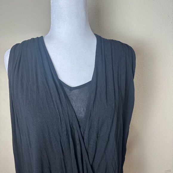 ELLA MOSS Asymmetrical Drape Wrap Front Top Black Size Large - Picture 3 of 10